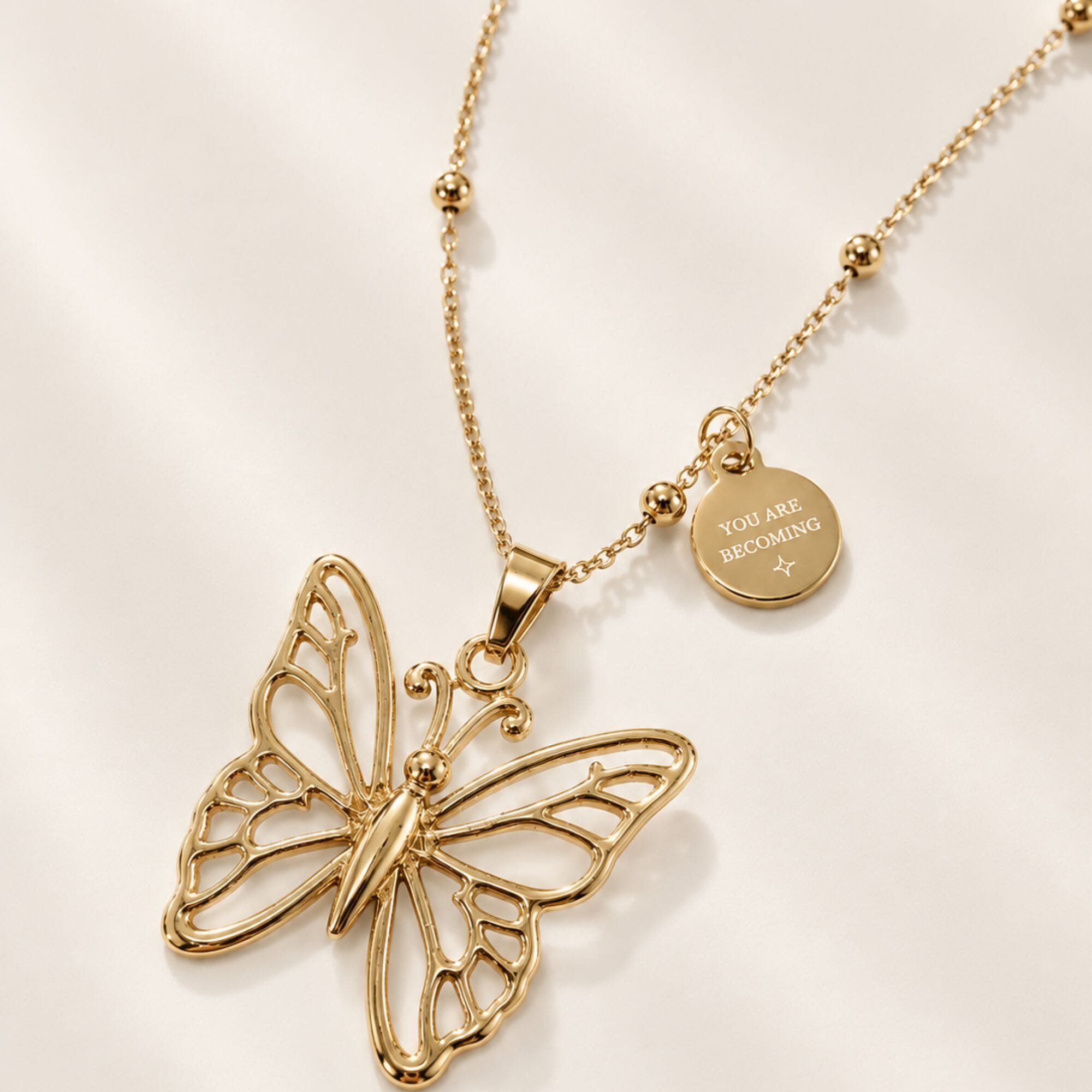 Butterfly Necklace 'You Are Becoming' Gold