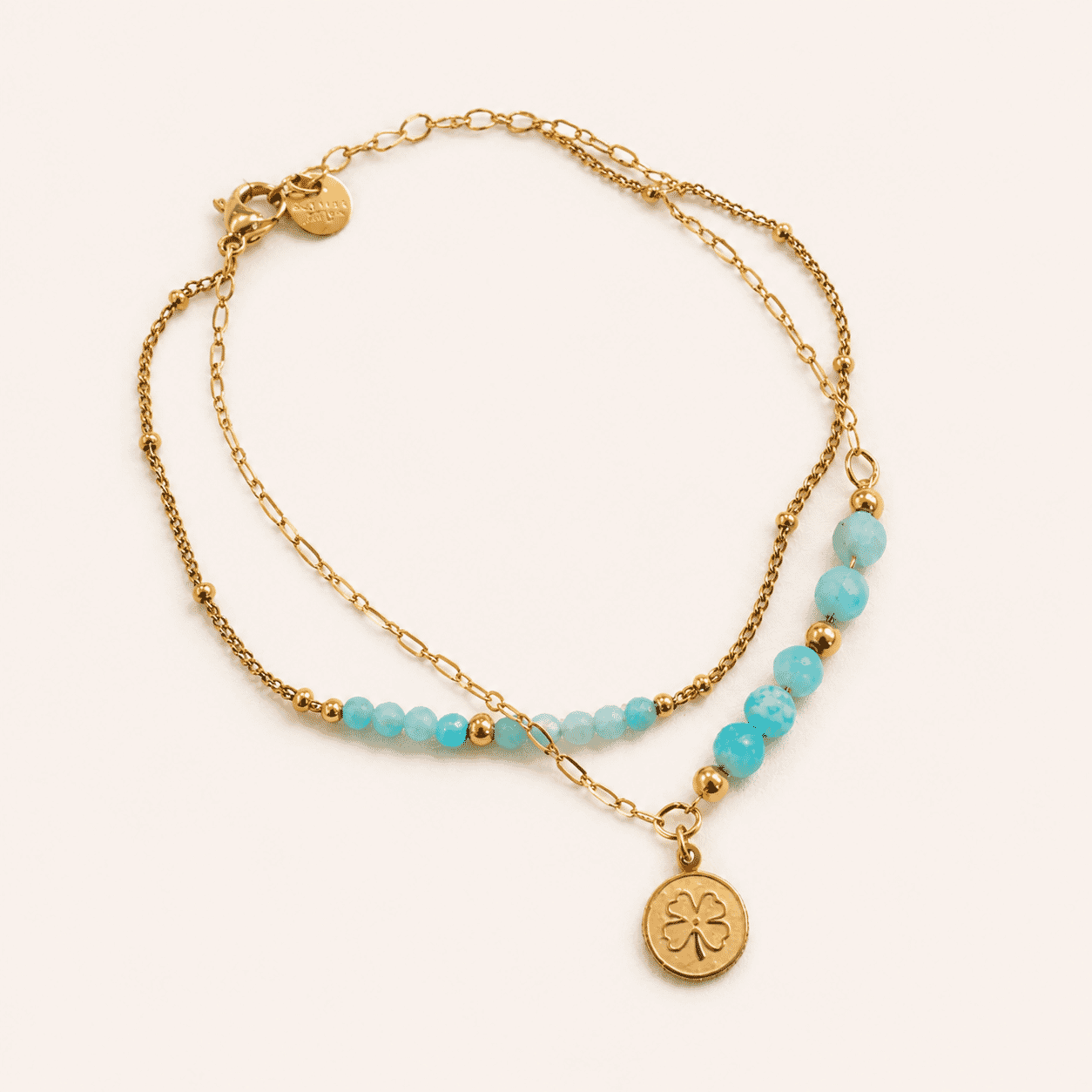 Clover Beaded Chain Bracelet Gold