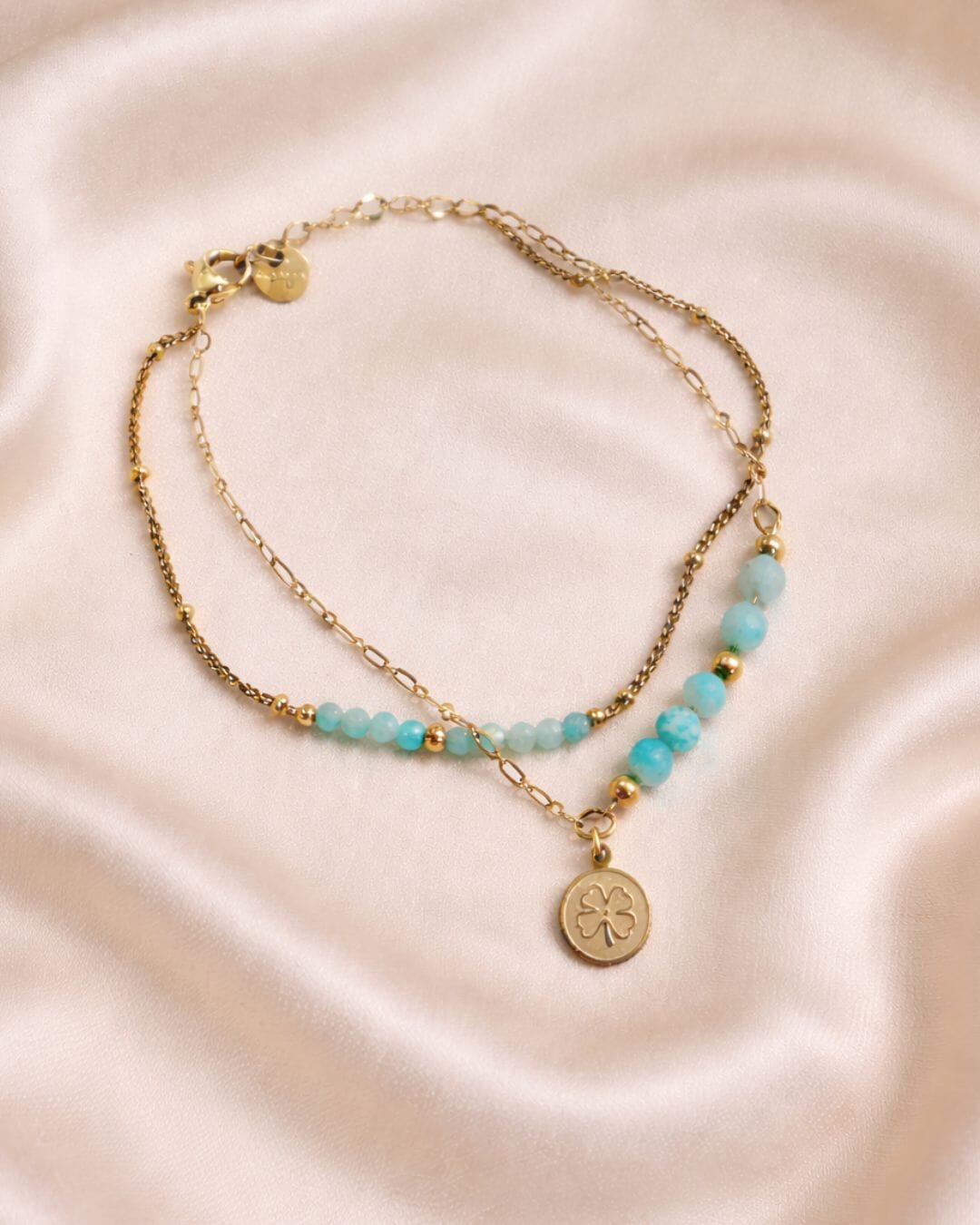 Clover Beaded Chain Bracelet Gold