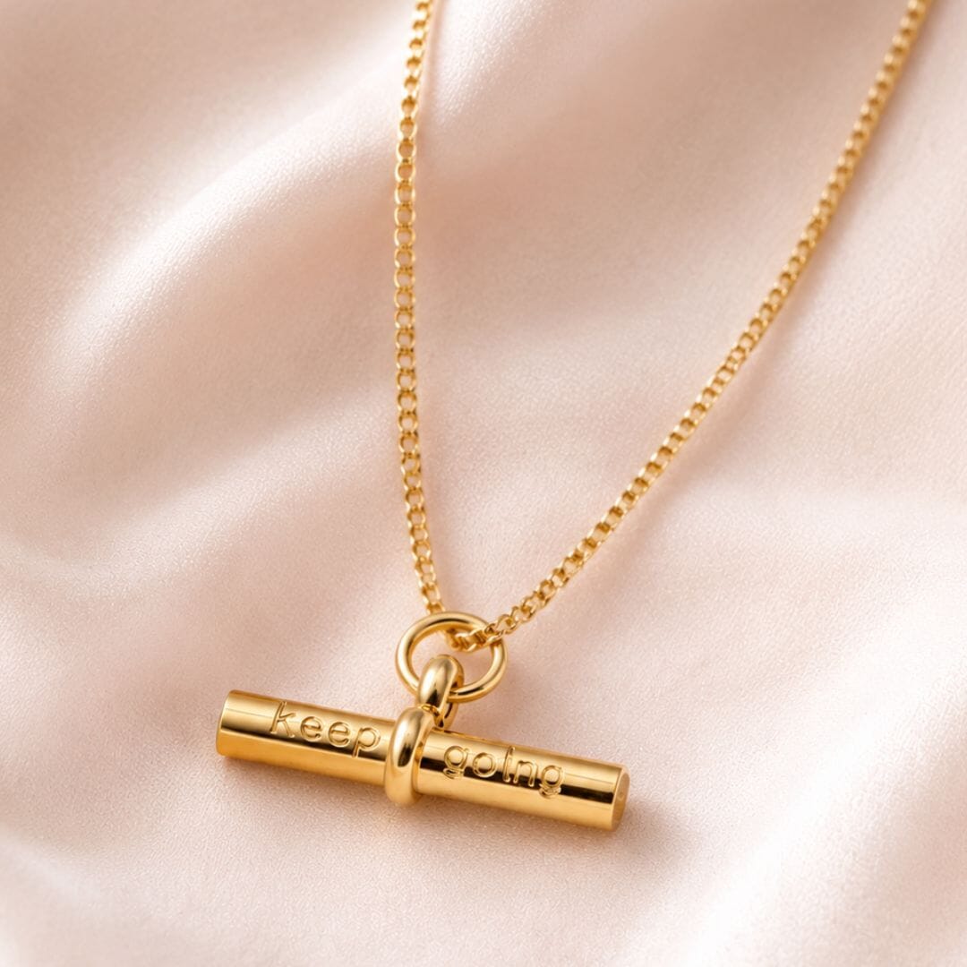 Elegant T Bar Necklace Gold