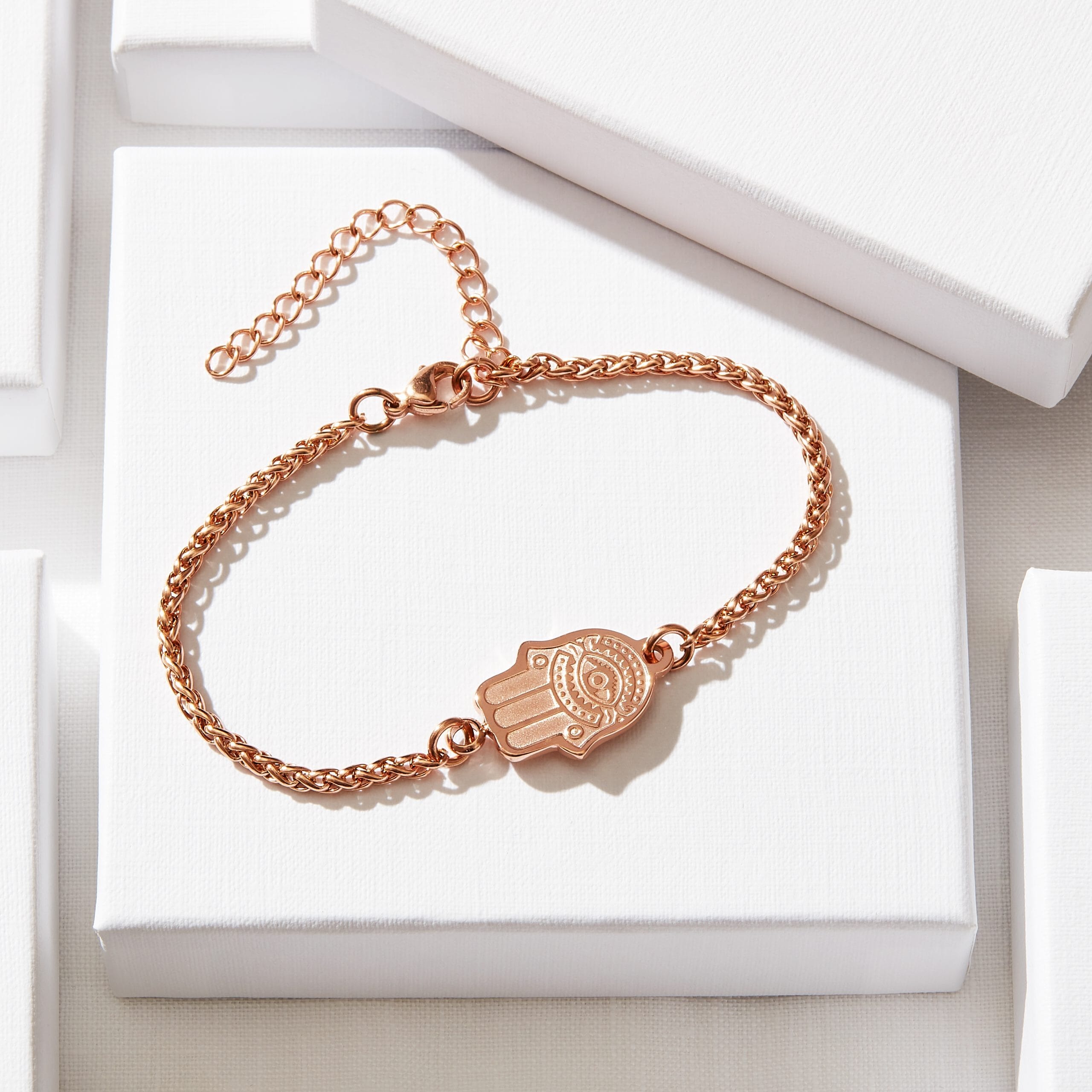 hamsa hand bracelet rose gold