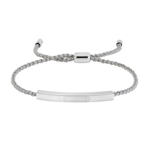 i am loved stainless steel silver bar with pink rope bracelet 