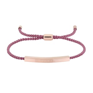 i am me stainless steel gold plated bar with pink rope bracelet 