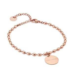 a i am strong rose gold plated stainless steel beaded bracelet 