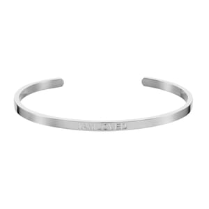 I am loved silver stainless steel bracelet with white background