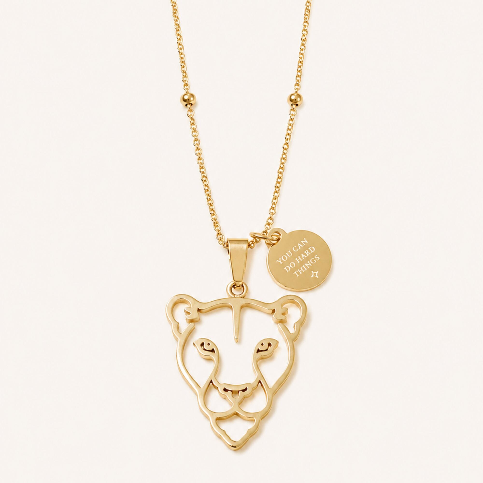 Lioness Necklace 'You Can Do Hard Things' Gold