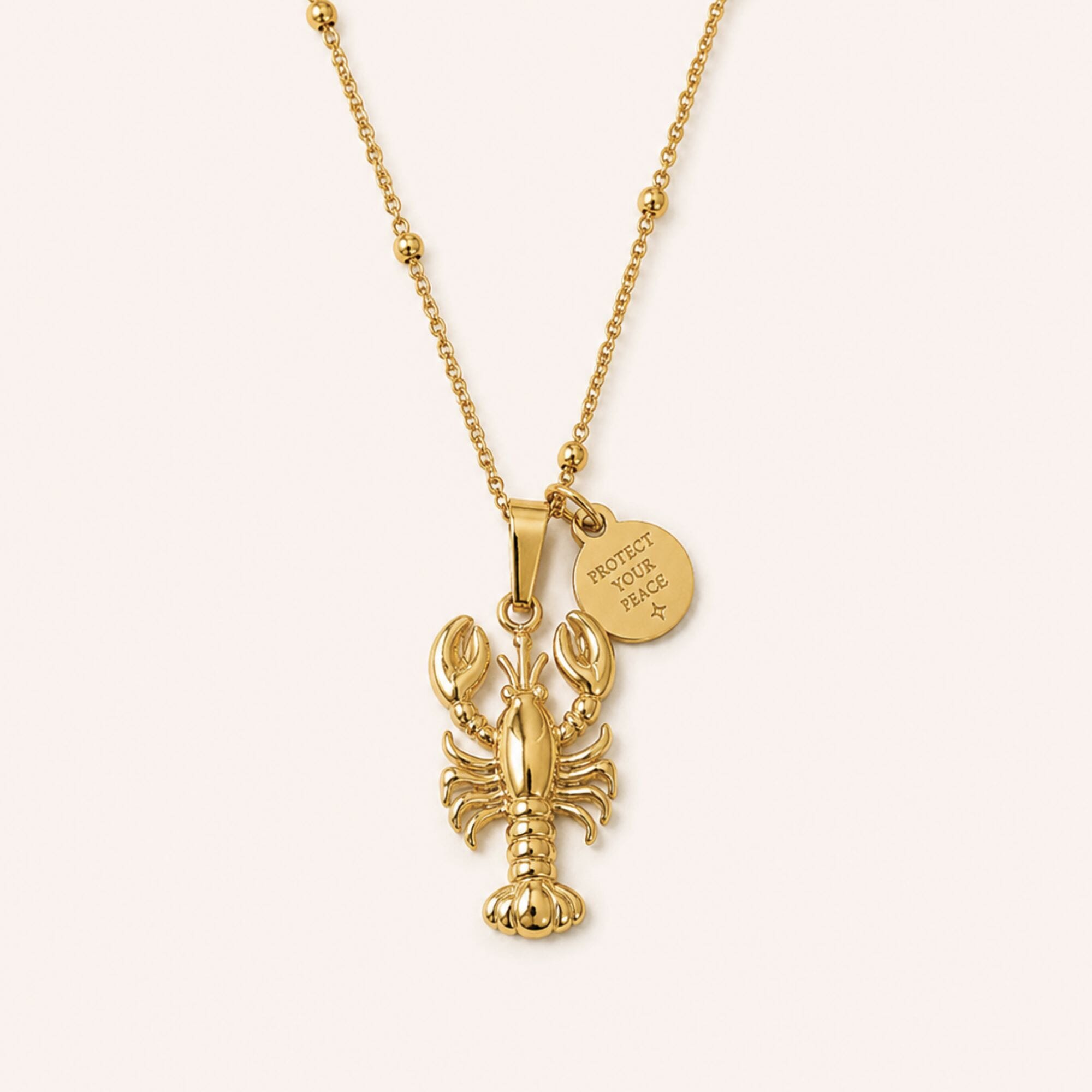 Lobster Necklace 'Protect Your Peace' Gold