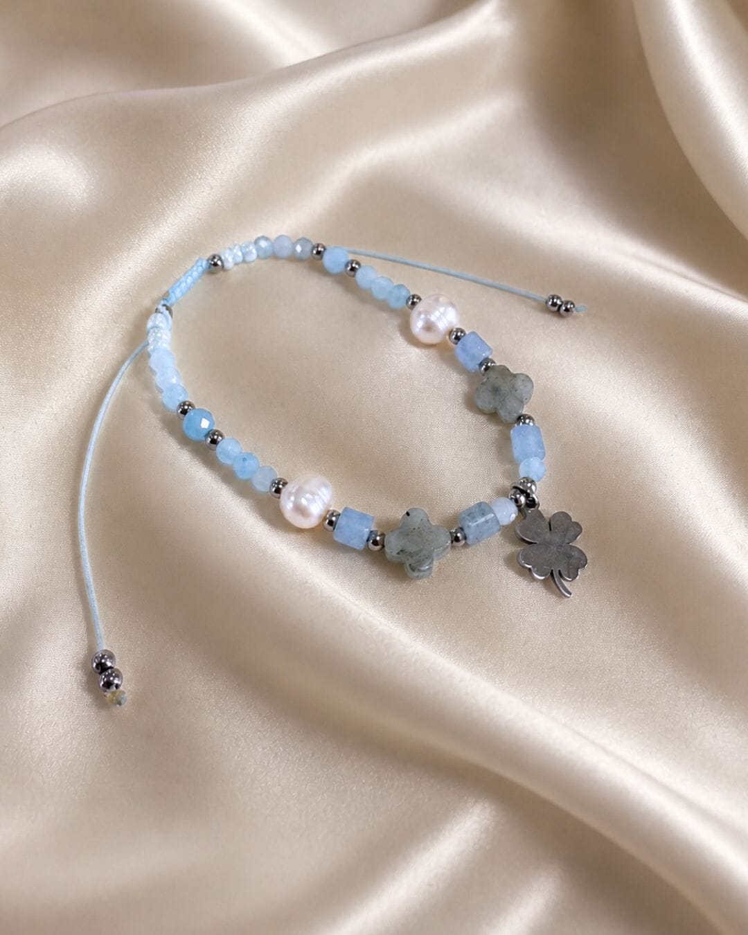 Lucky Pearl Clover Bracelet Silver