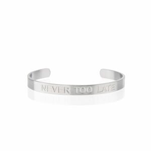 Never too late chunky stainless steel silver bracelet 