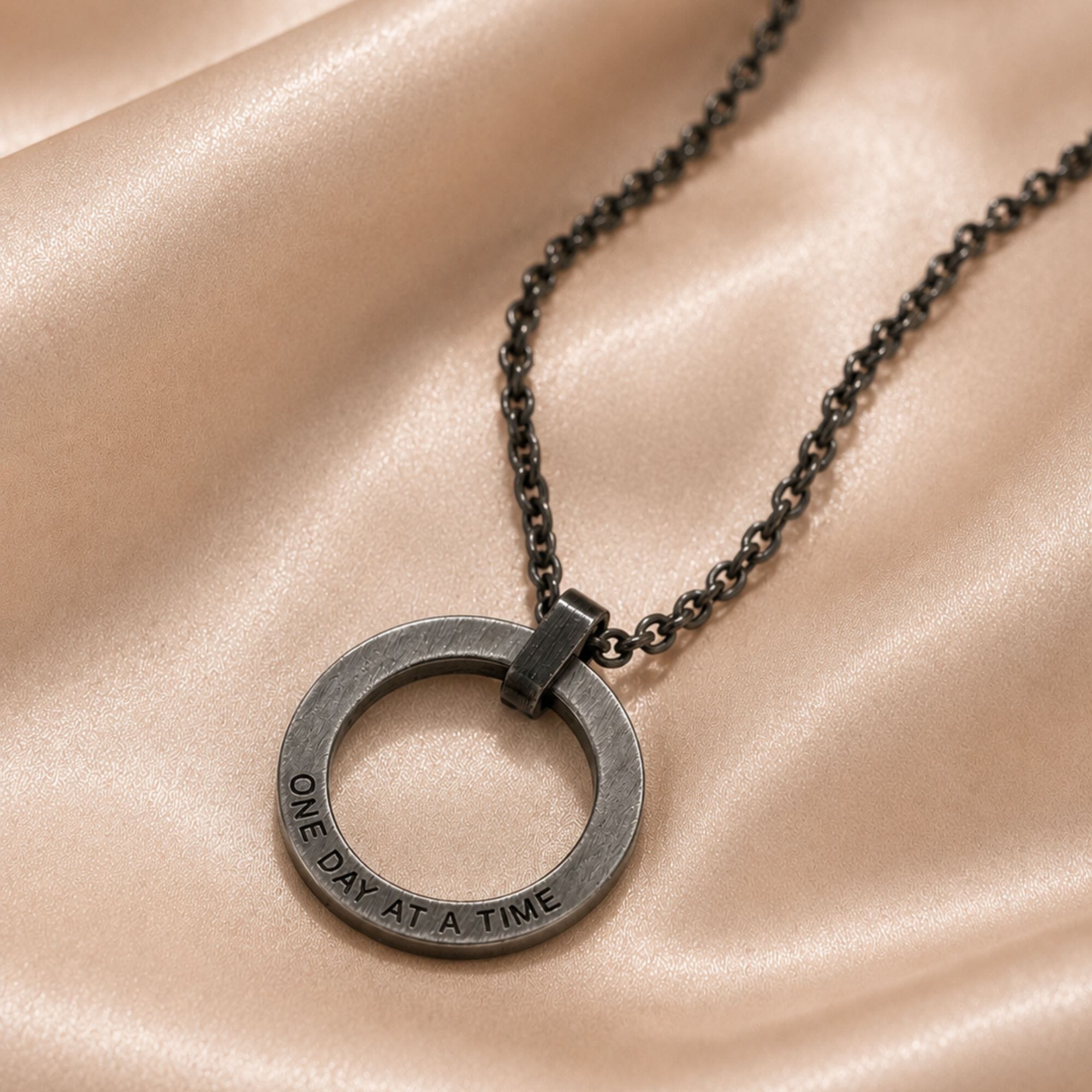 One Day at a Time Brushed Steel Necklace