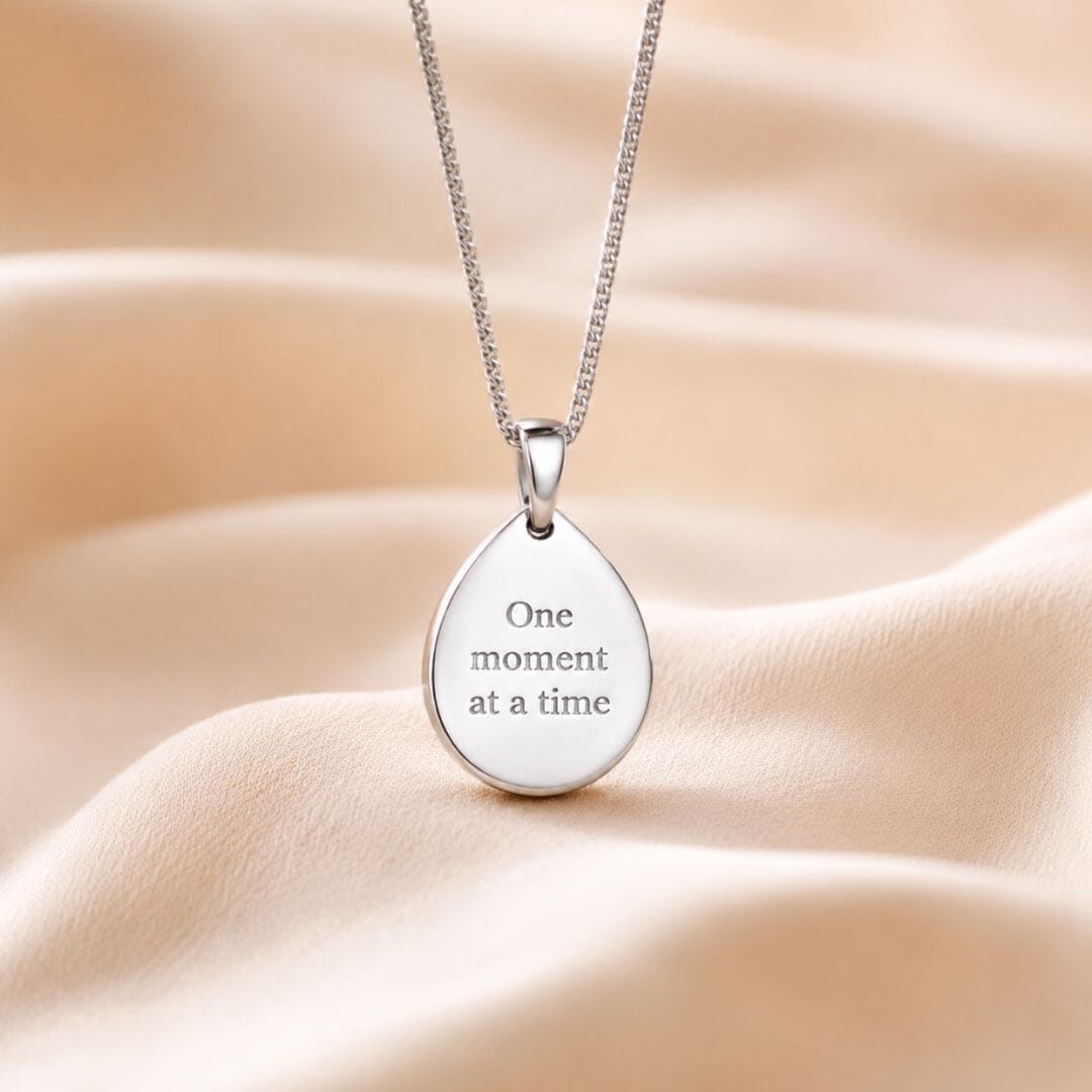 One moment at a time / Breathe Pear Drop Necklace