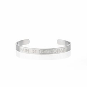 Pain is temporary chunky stainless steel silver bracelet