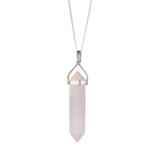 rose quartz pendant crystal on a sterling silver necklace
