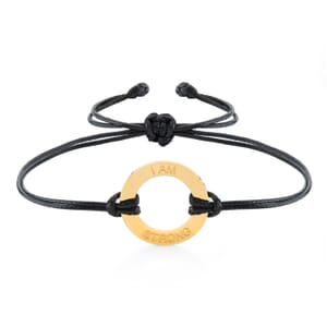 i am strong gold plated stainless steel wax rope bracelet