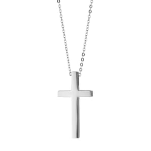 A silver cross pendant with sterling silver chain