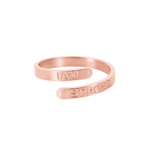 A i am strong rose gold plated  stainless steel adjustable affirmation ring 