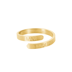 A i am enough gold plated  stainless steel adjustable affirmation ring 
