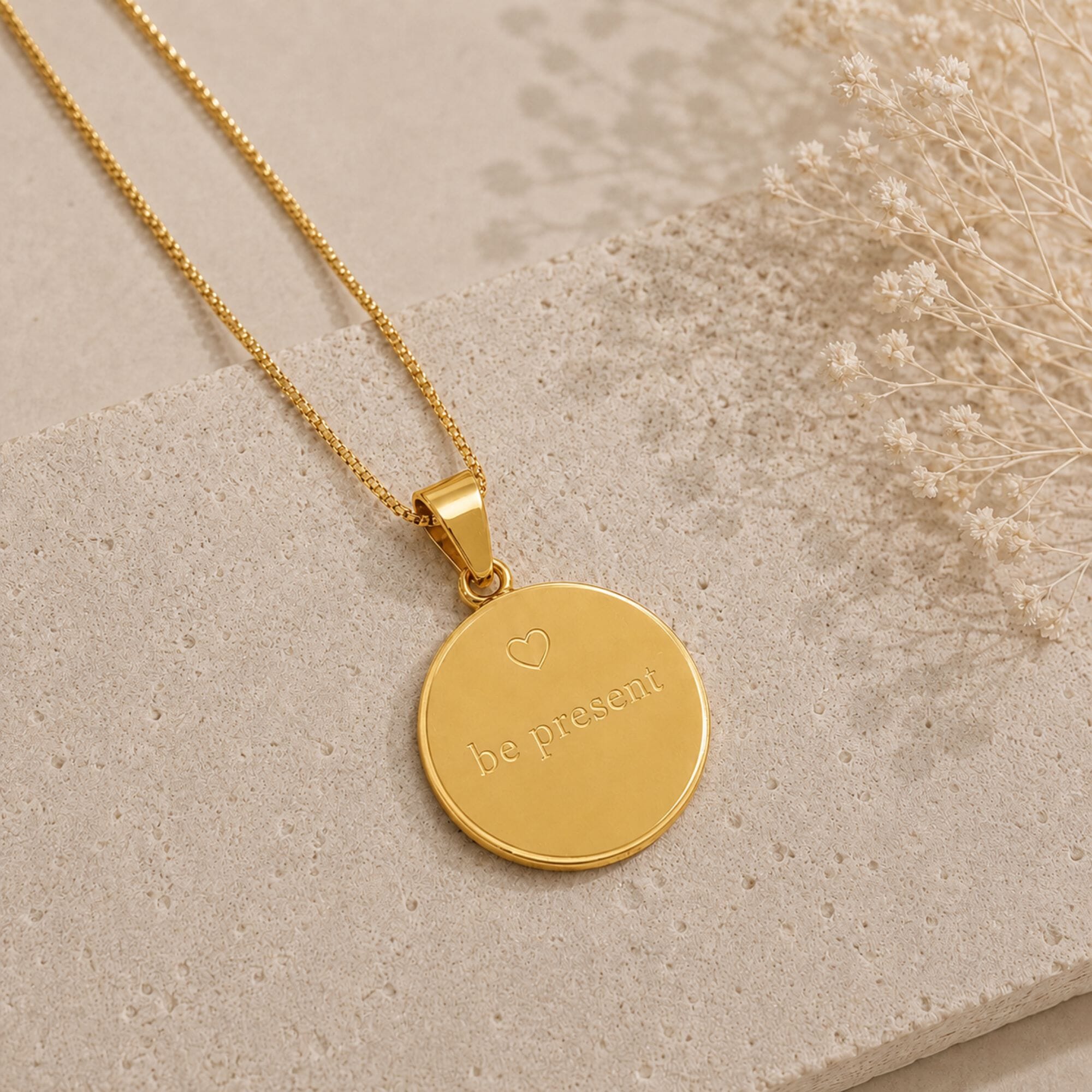 Chapter Coin: Be Present Necklace Gold