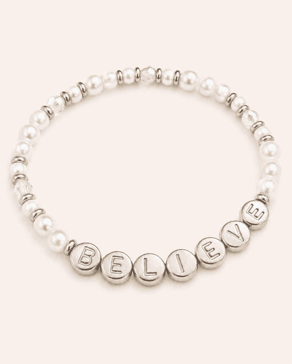 Believe Pearl Bracelet Silver