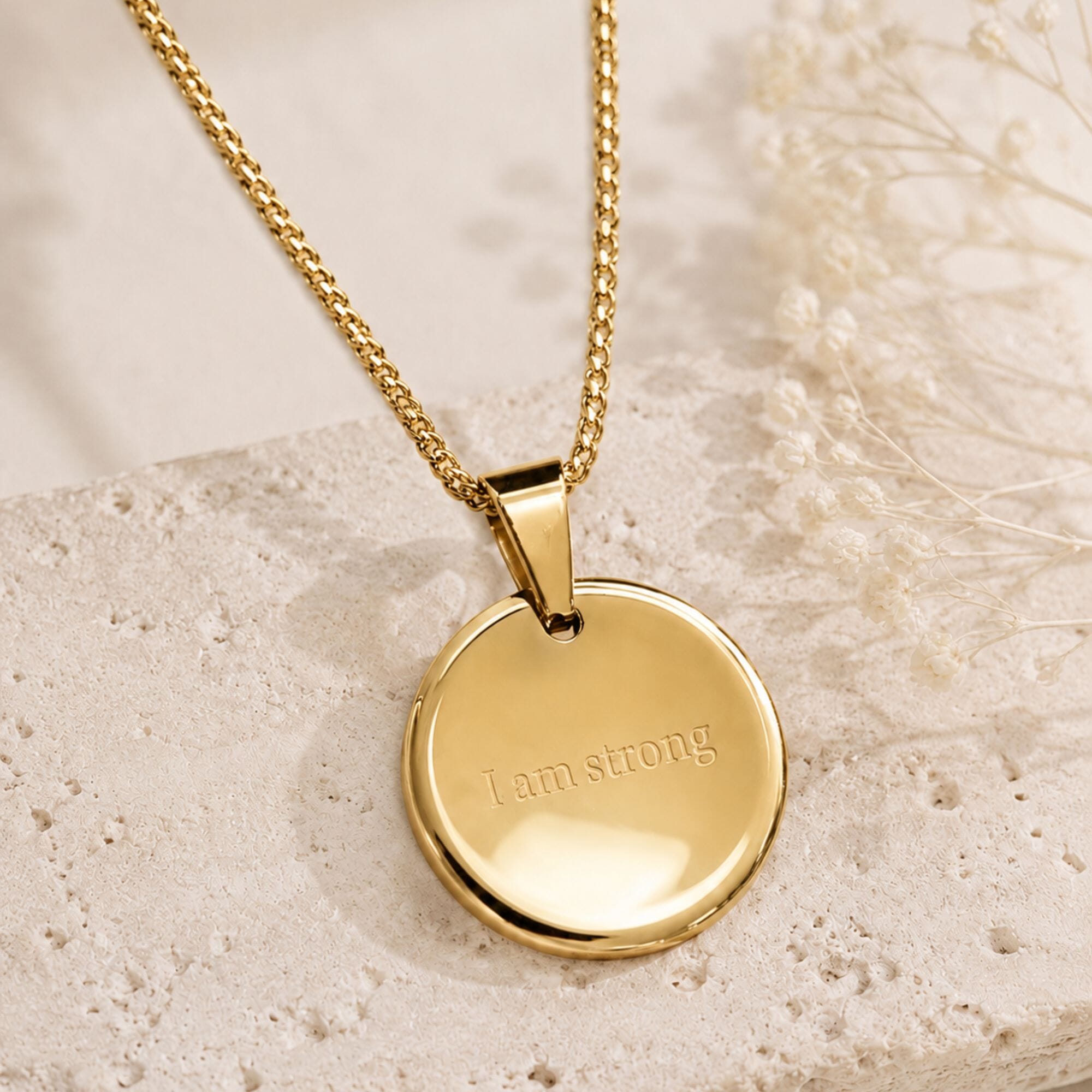 Pause Necklace: I am strong Gold