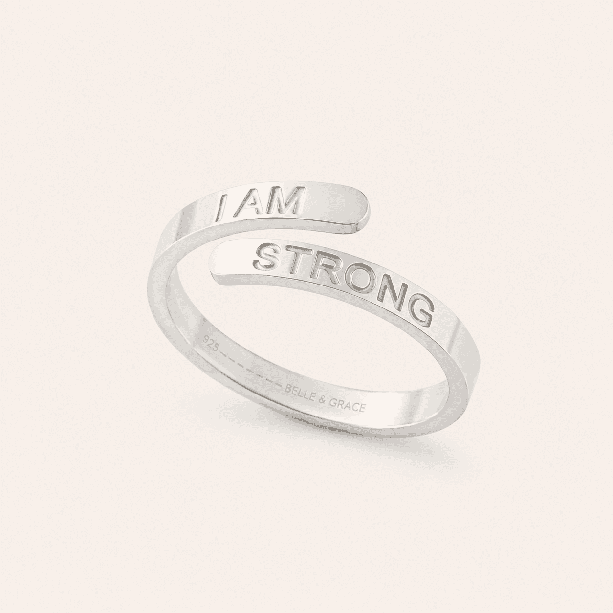 'I Am Strong' Affirmation Ring Silver