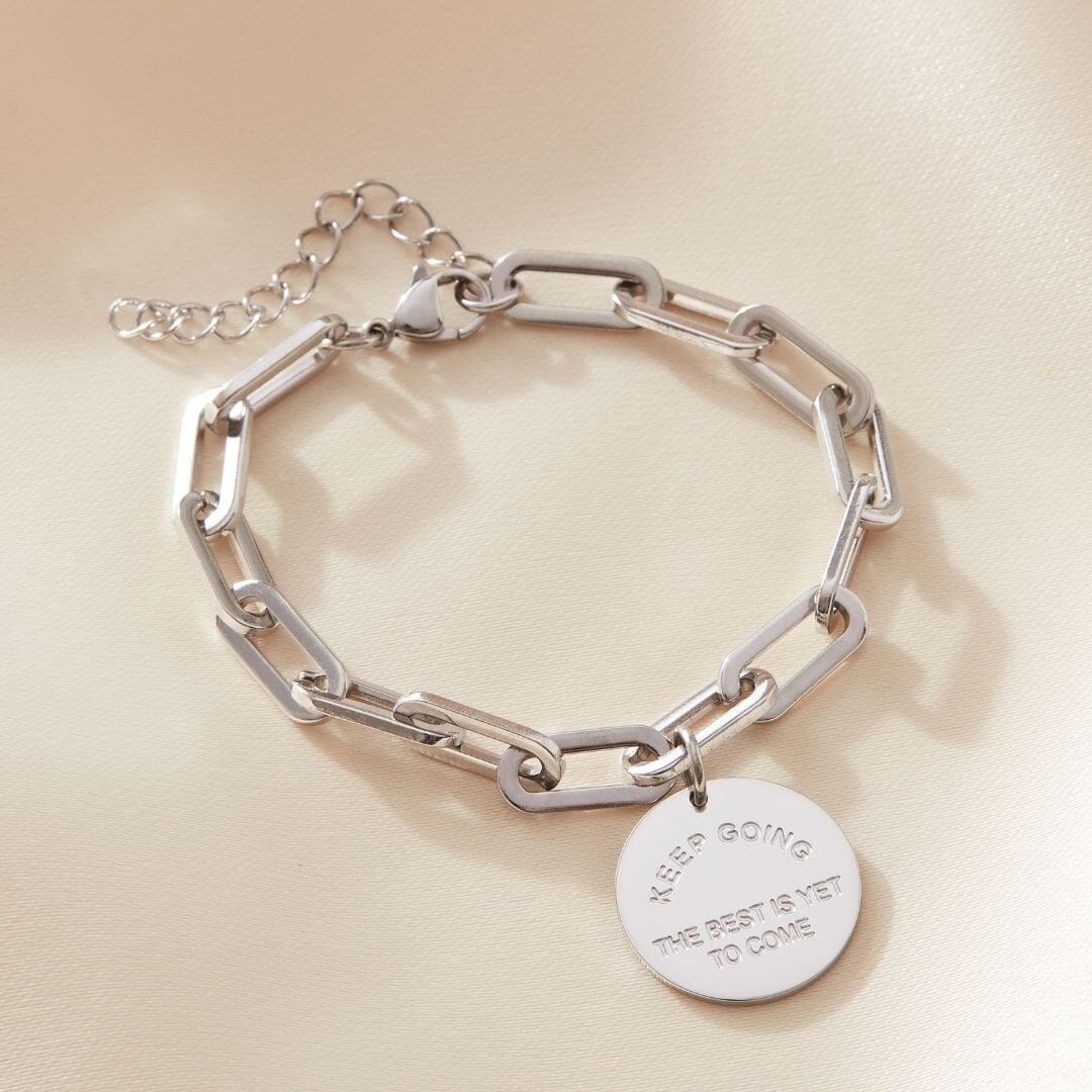 'Keep Going: the Best is Yet to Come' Bracelet Silver