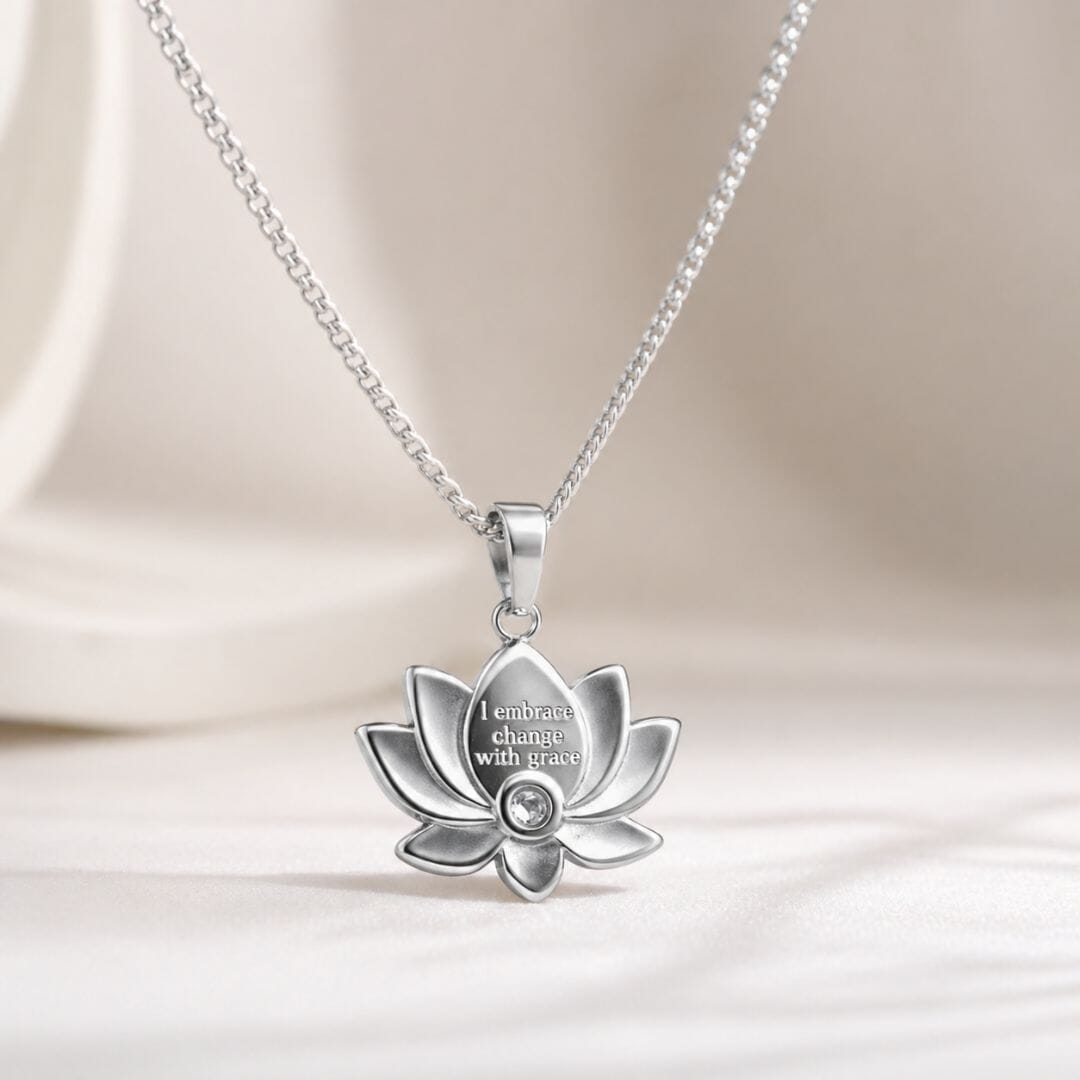 'I Embrace Change With Grace' Lotus Necklace