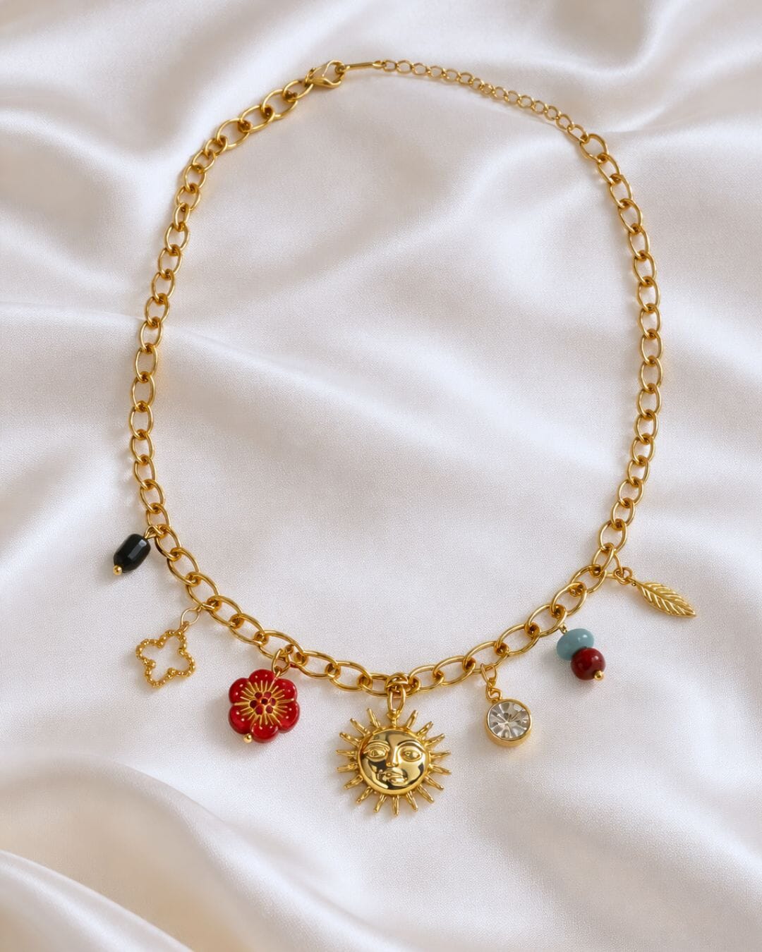 Sun Charm Necklace Gold