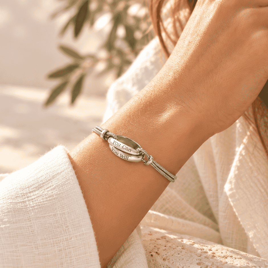 'You can, You will' Double Ring Bracelet Silver