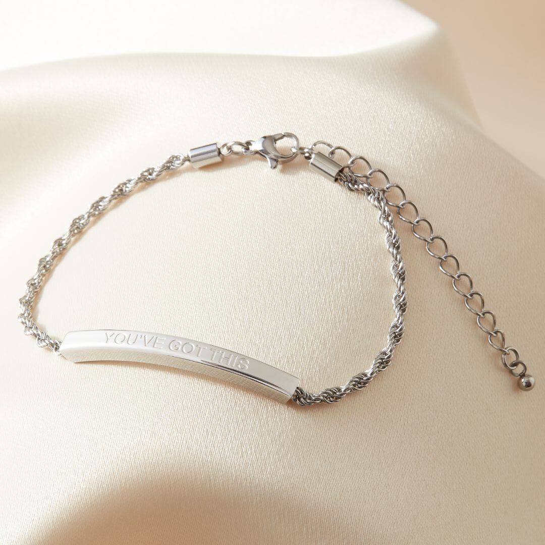 'You've Got This' Rope Chain Bracelet Silver